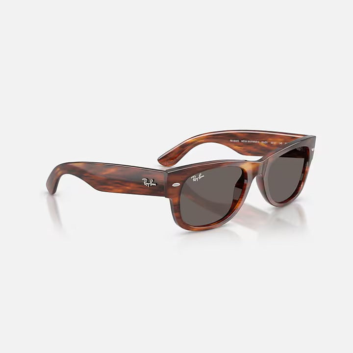 Ray Ban Mega Wayfarer II - Striped Havana/Dark Grey Lens
