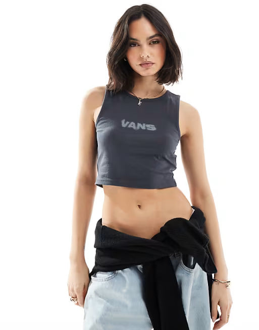 Vans Blur Fitted Crop Tank - Asphalt
