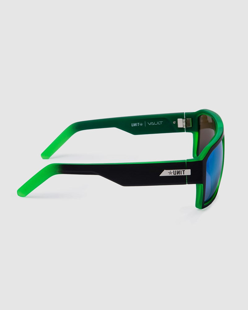 Unit Vault Polarised Sunglasses - Matte Black / Dip Green