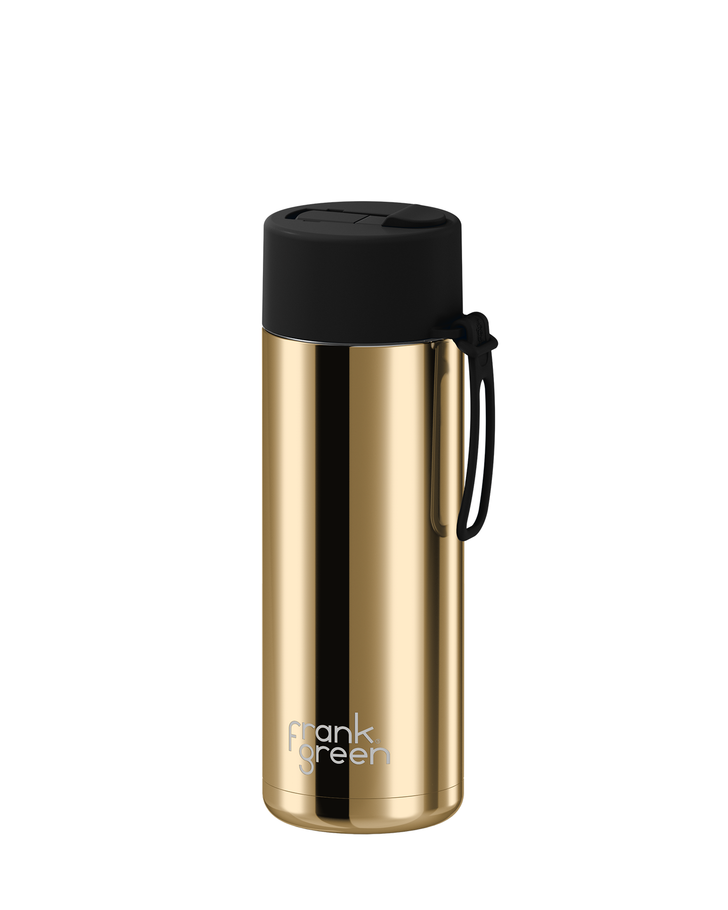 Frank Green Chrome Gold Ceramic Reusable Bottle with Midnight Flip Straw Lid 595ml (20oz)