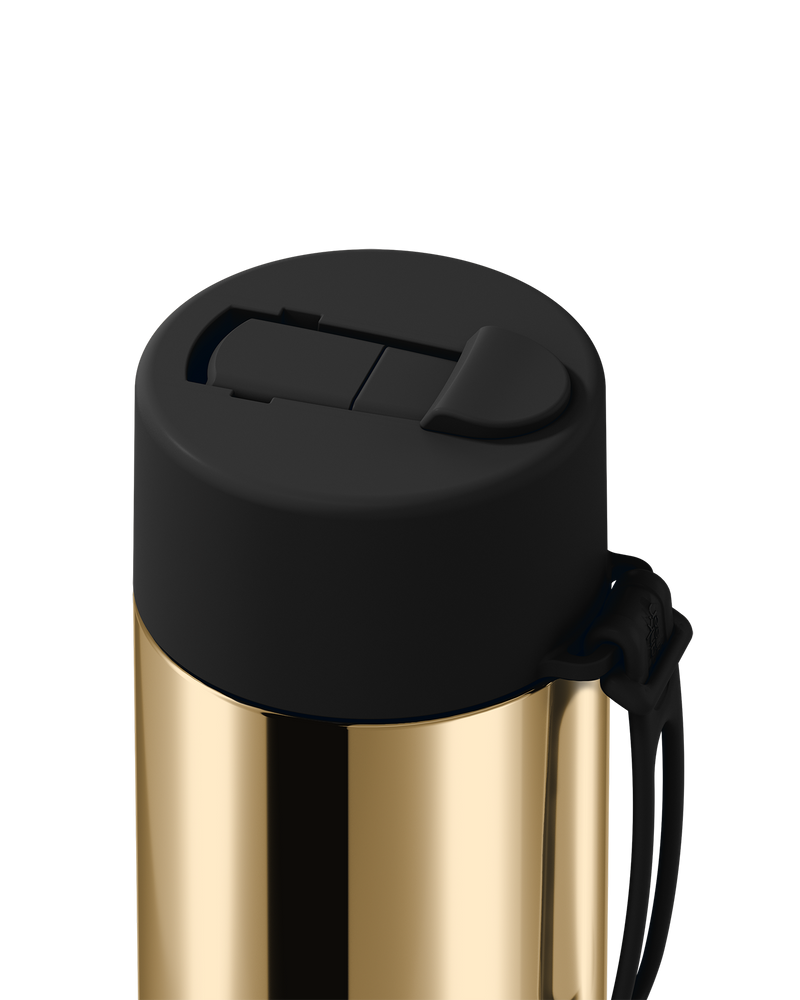 Frank Green Chrome Gold Ceramic Reusable Bottle with Midnight Flip Straw Lid 595ml (20oz)