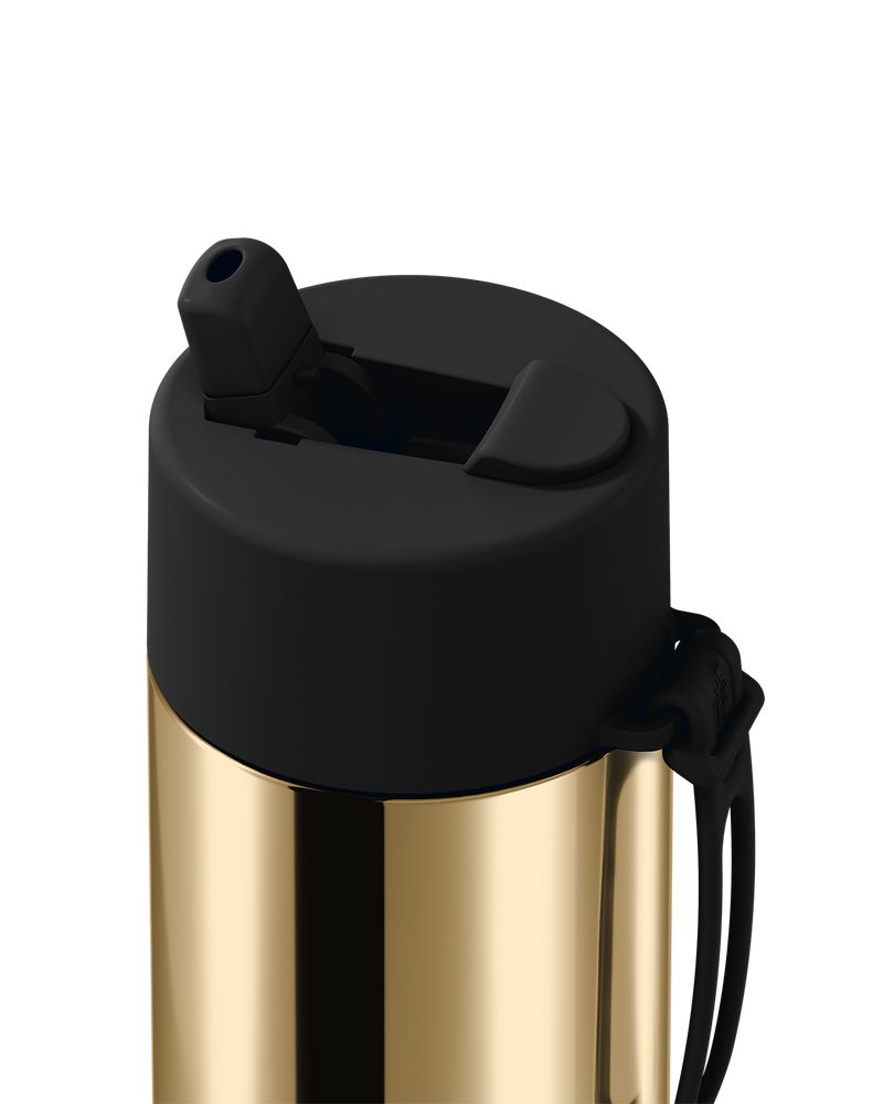 Frank Green Chrome Gold Ceramic Reusable Bottle with Midnight Flip Straw Lid 595ml (20oz)