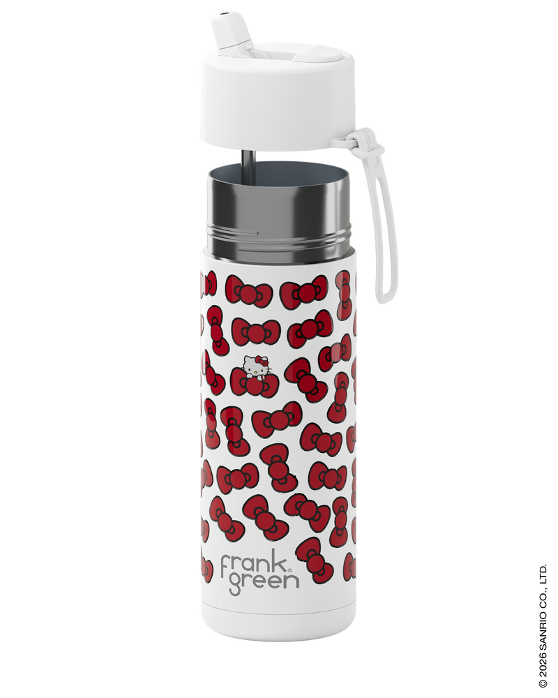 Frank Green Hello Kitty Bow Edition Ceramic Reusable Bottle with Flip Straw Lid 595ml (20oz)
