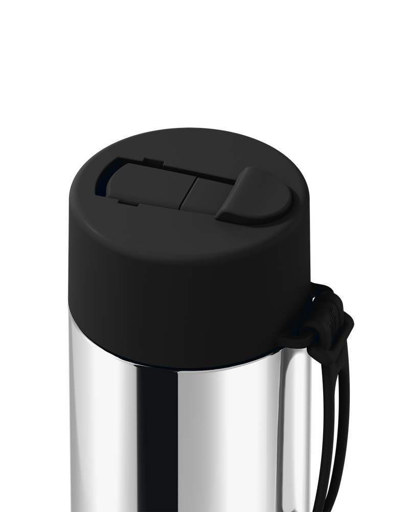 Frank Green Chrome Silver Ceramic Reusable Bottle with Midnight Flip Straw Lid 595ml (20oz)