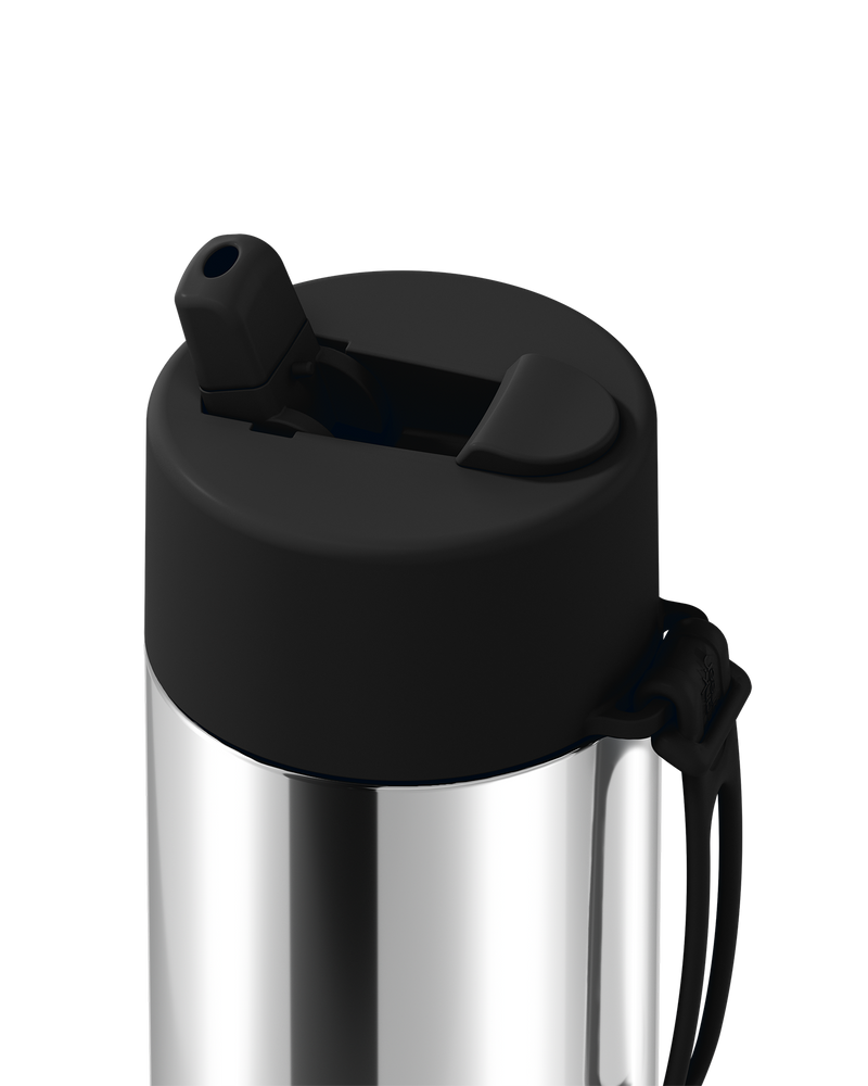 Frank Green Chrome Silver Ceramic Reusable Bottle with Midnight Flip Straw Lid 595ml (20oz)