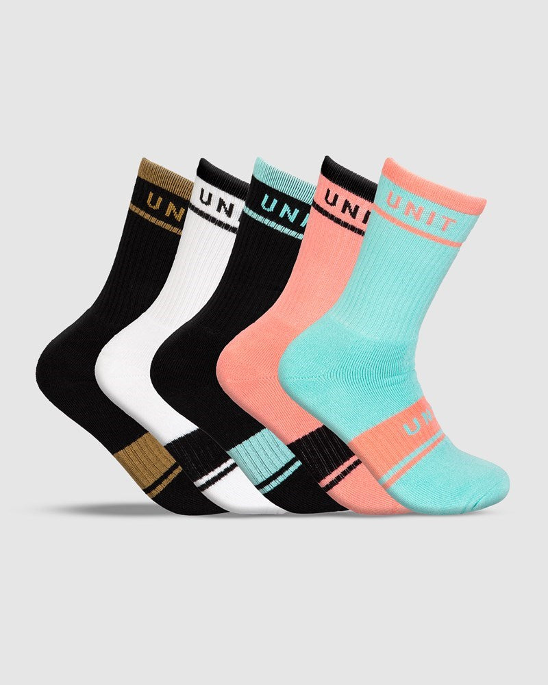 Unit Equip Ladies Bamboo Hi Lux Socks - 5 Pack