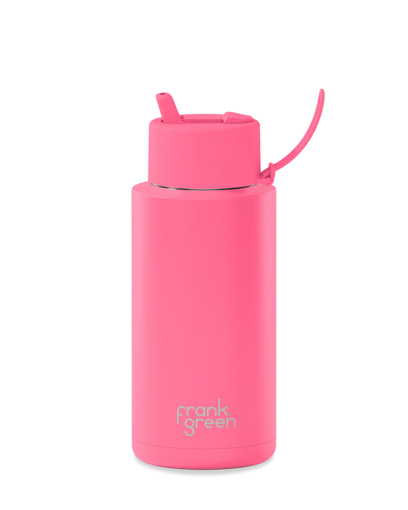 Frank Green Bubblegum Blast Ceramic Reusable Bottle with Flip Straw Lid 1,000ml (34oz)