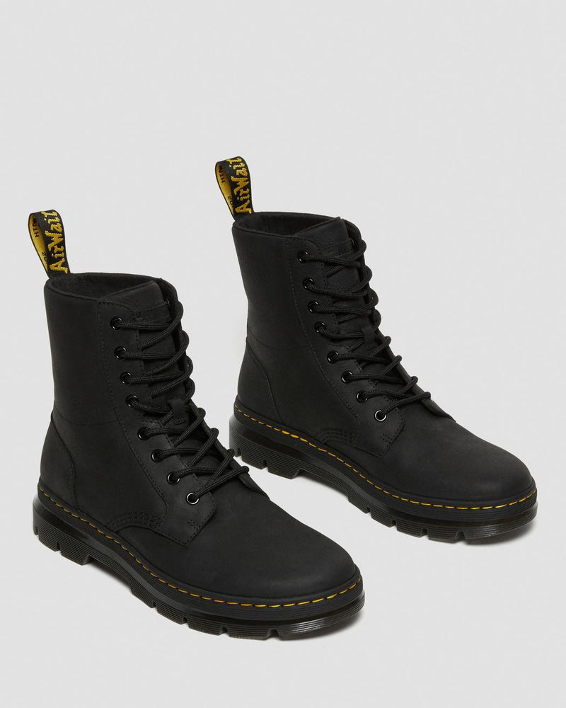 Dr Martens Combs Leather Boots - Black Wyoming