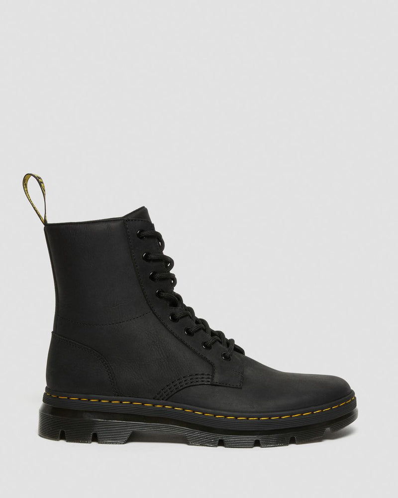 Dr Martens Combs Leather Boots - Black Wyoming