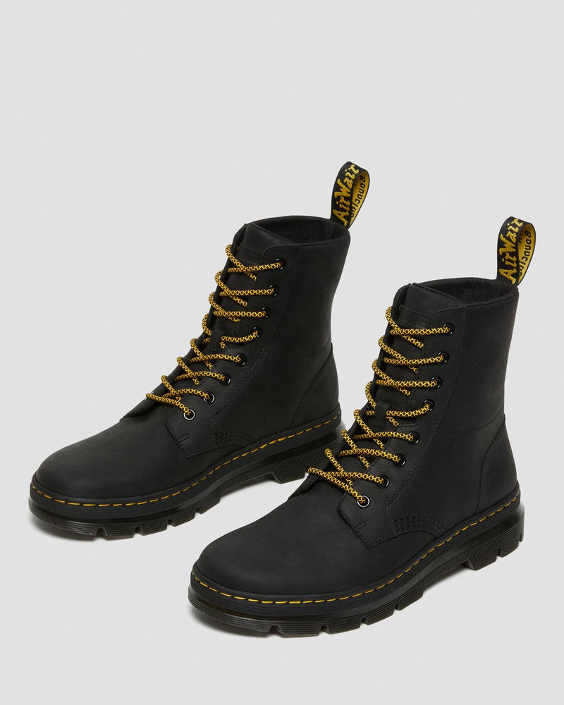 Dr Martens Combs Leather Boots - Black Wyoming