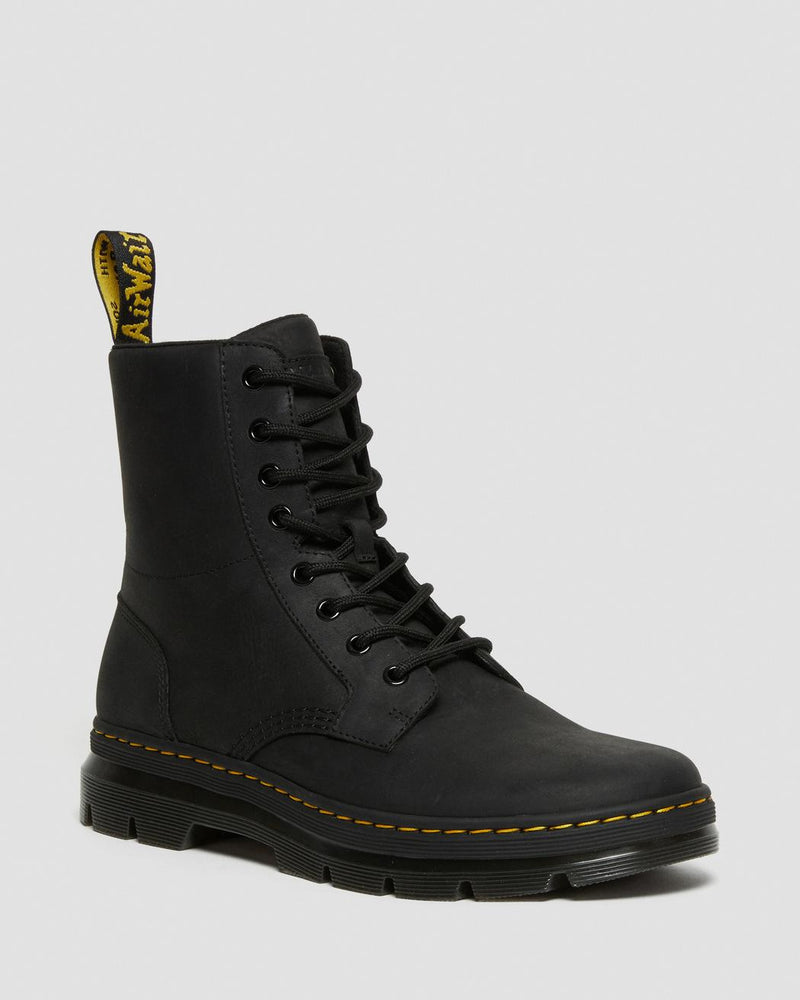 Dr Martens Combs Leather Boots - Black Wyoming