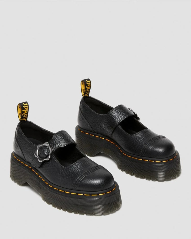 Dr. Martens Addina Quad Flower Mary Jane - Black Milled Nappa