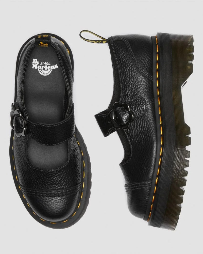 Dr. Martens Addina Quad Flower Mary Jane - Black Milled Nappa