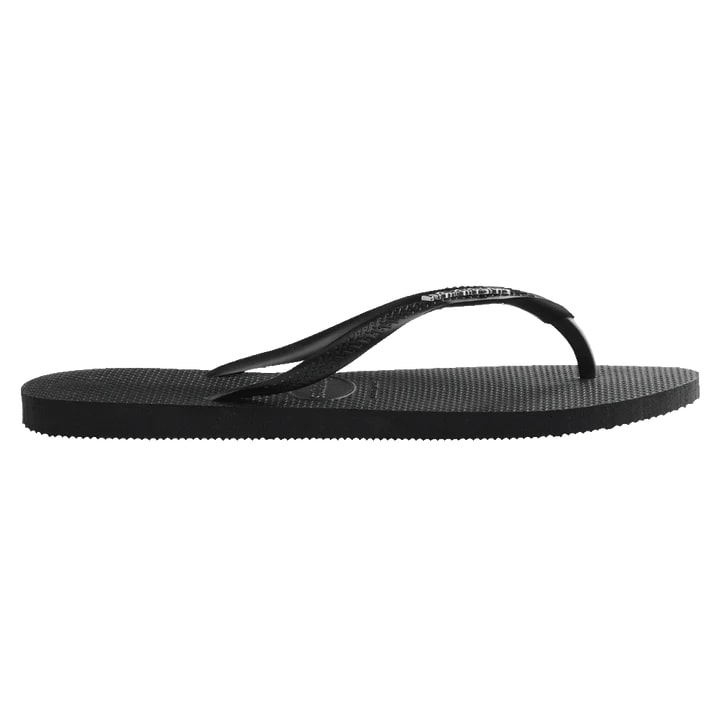 Havaianas Slim Logo Metallic Flip Flops - Black / Silver