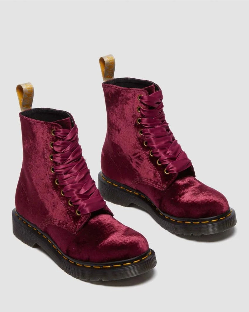 Dr. Martens 1460 Pascal Velvet Vegan Boot - Cherry Red Velvet
