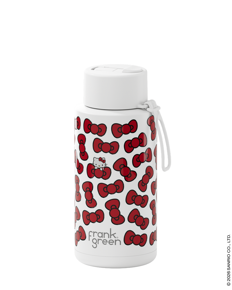 Frank Green Hello Kitty Bow Edition Ceramic Reusable Bottle with Flip Straw Lid 1000ml (34oz)