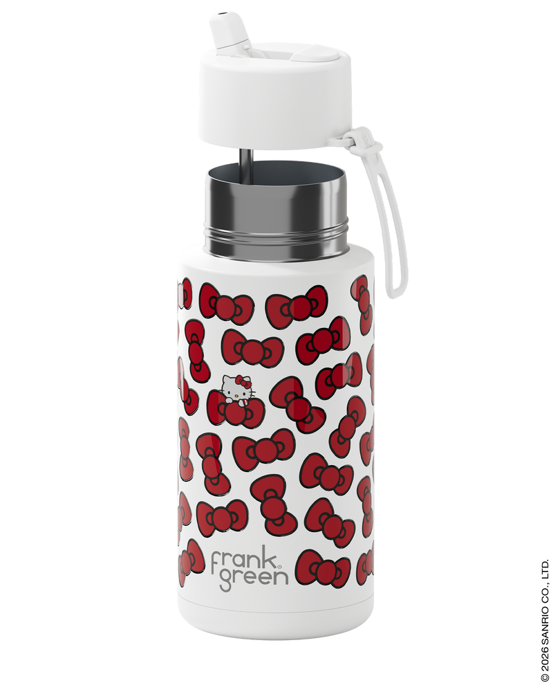 Frank Green Hello Kitty Bow Edition Ceramic Reusable Bottle with Flip Straw Lid 1000ml (34oz)