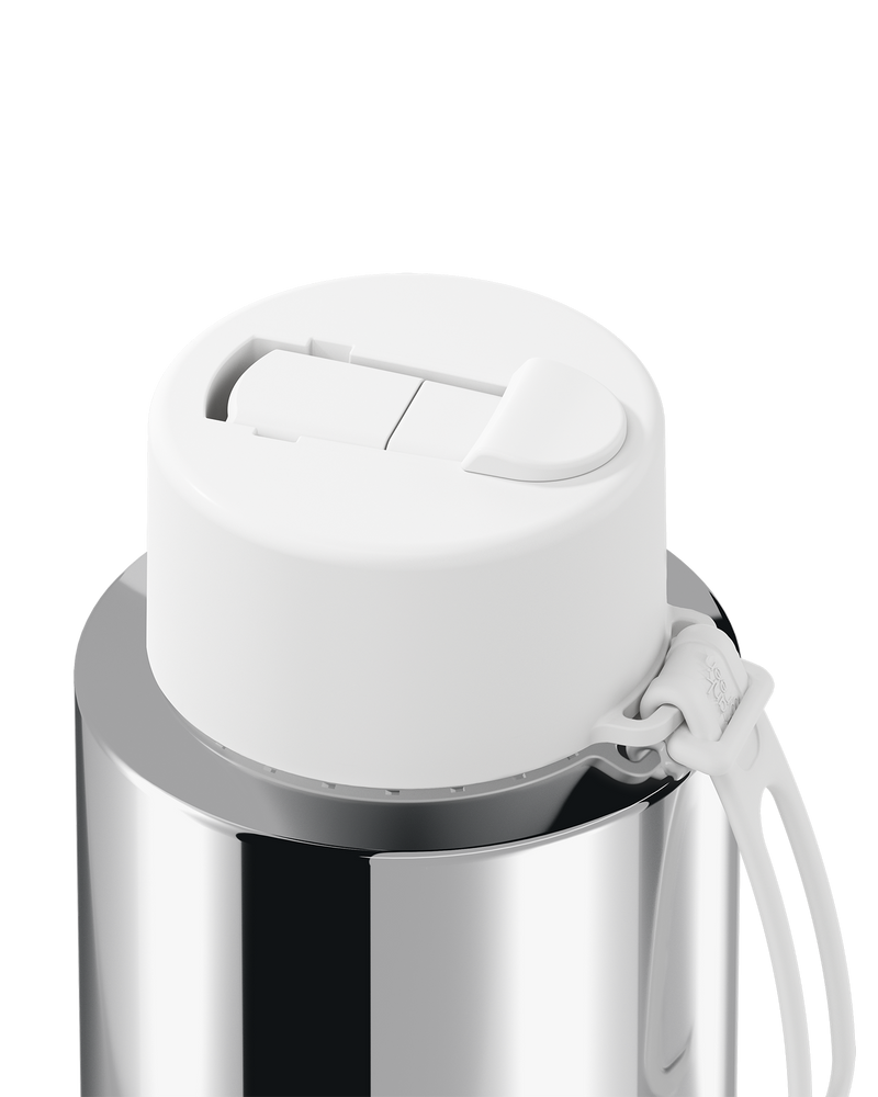 Frank Green Chrome Silver Ceramic Reusable Bottle with Cloud Flip Straw Lid 1000ml (34oz)