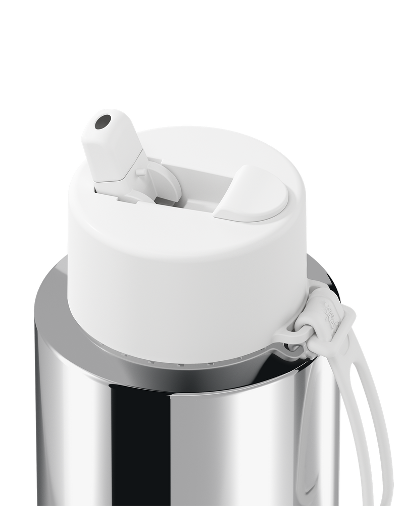 Frank Green Chrome Silver Ceramic Reusable Bottle with Cloud Flip Straw Lid 1000ml (34oz)