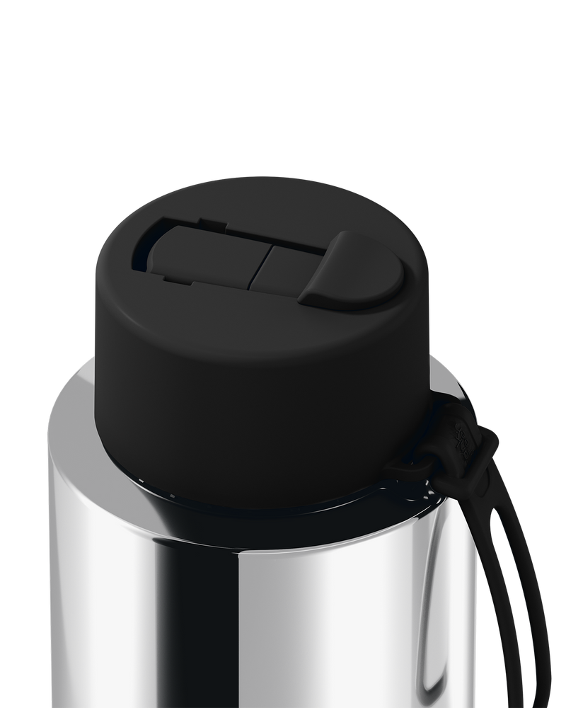 Frank Green Chrome Silver Ceramic Reusable Bottle with Midnight Flip Straw Lid 1000ml (34oz)