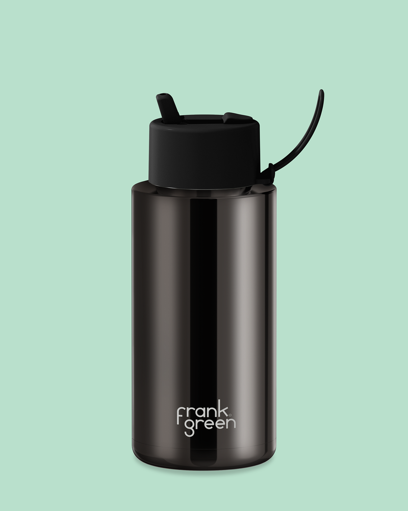 Frank Green Shadow Chrome Ceramic Reusable Bottle with Flip Straw Lid 1000ml (34oz)