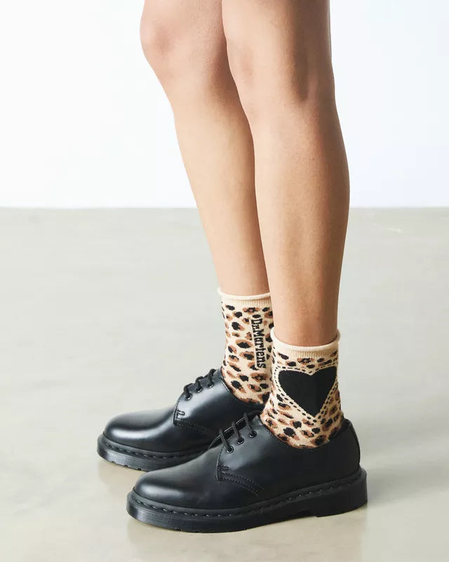 Dr. Martens Heart Organic Cotton Blend Socks - Light Tan / Mini Leopard Spot Print