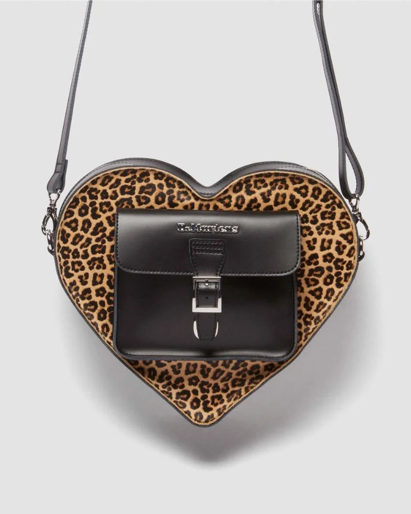 Dr. Martens Heart Backpack - Black / Light Tan Kiev / Mini Leopard Spot Hair On