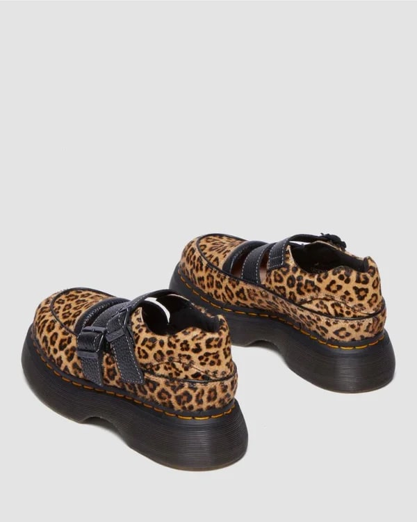 Dr. Martens Buzz Mary Jane Shoe - Light Tan / Mini Leopard Spot Hair On