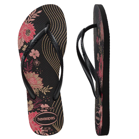 Havaianas Slim Organic Flip Flops - Black / Black