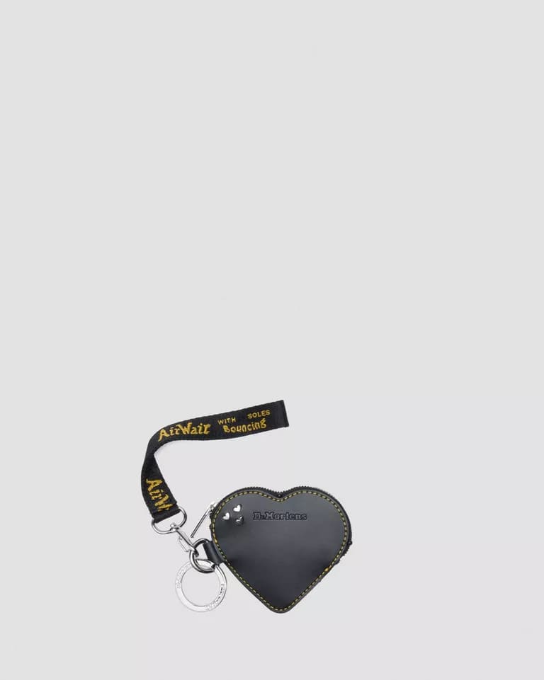 Dr. Martens Leather Heart Purse Keyring - Black Kiev