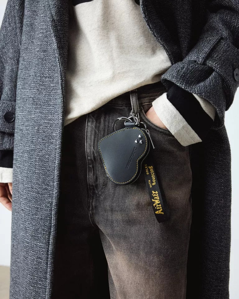 Dr. Martens Leather Heart Purse Keyring - Black Kiev