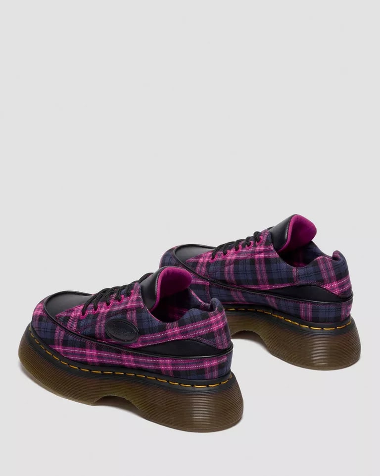 Dr. Martens Buzz 5 Eye Shoe - Black Pink Multi Tartan Woven Sendal