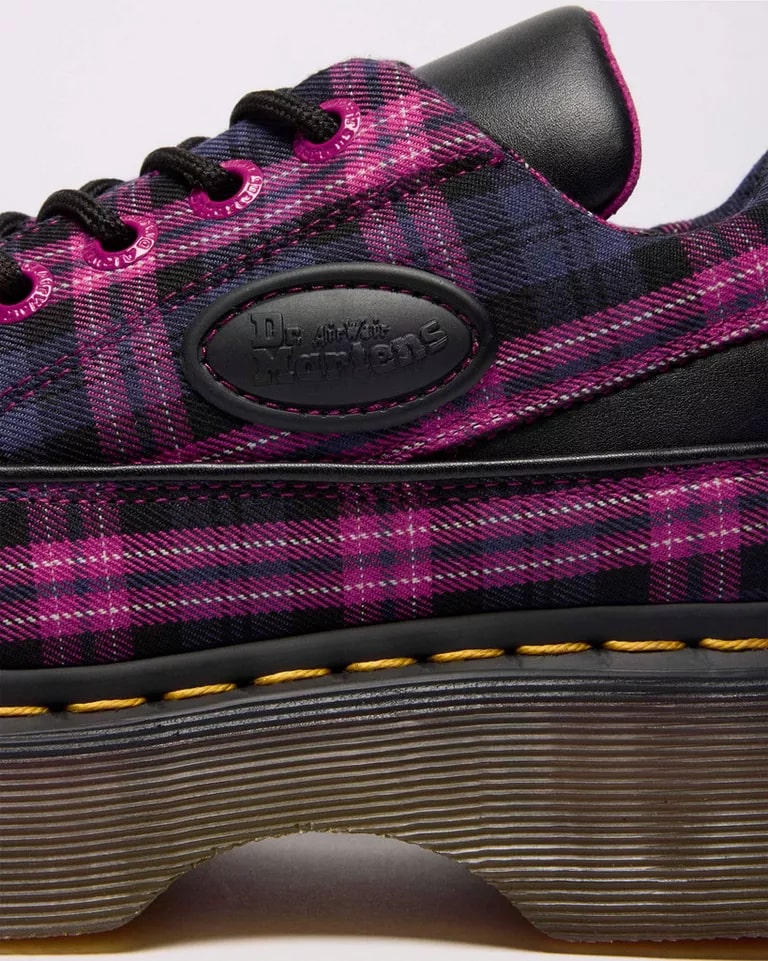 Dr. Martens Buzz 5 Eye Shoe - Black Pink Multi Tartan Woven Sendal