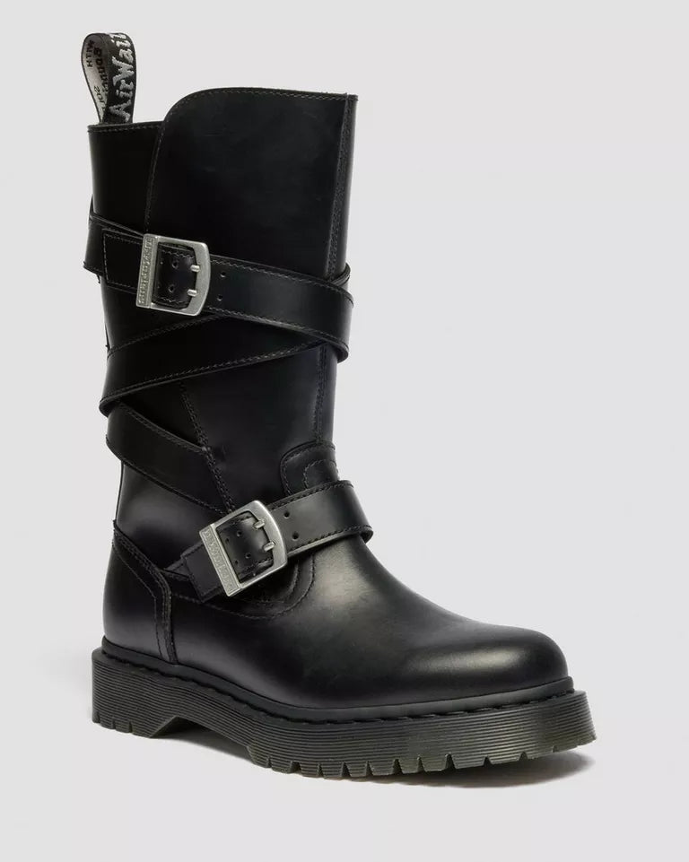 Dr. Martens Anistone Strap High Leather Boot - Black Orleans