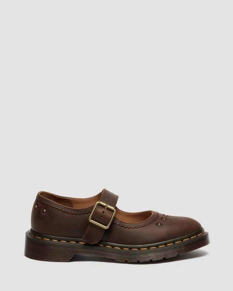 Dr. Martens Mary Jane Flower - Dark Brown Crazy Horse