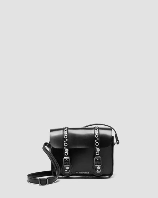 Dr. Martens 7" Leather Studded Satchel - Black Polished Smooth