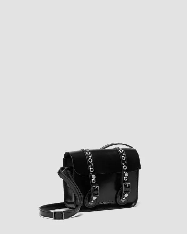 Dr. Martens 7" Leather Studded Satchel - Black Polished Smooth