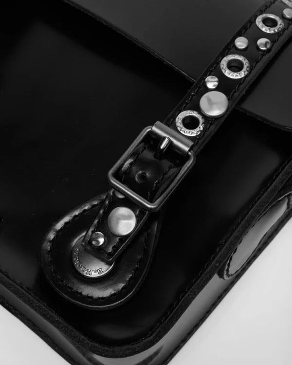 Dr. Martens 7" Leather Studded Satchel - Black Polished Smooth