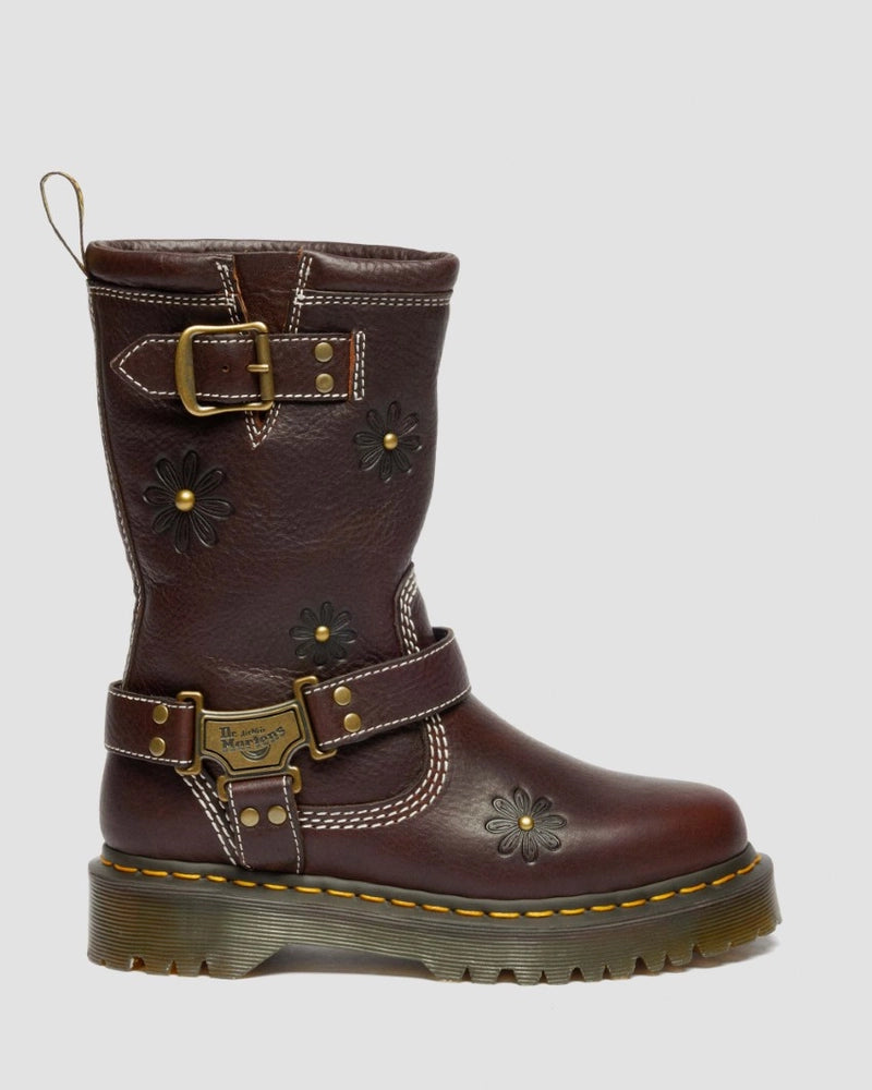 Dr. Martens Anistone Hi Flower Rigger Boot - Dark Brown Grizzly