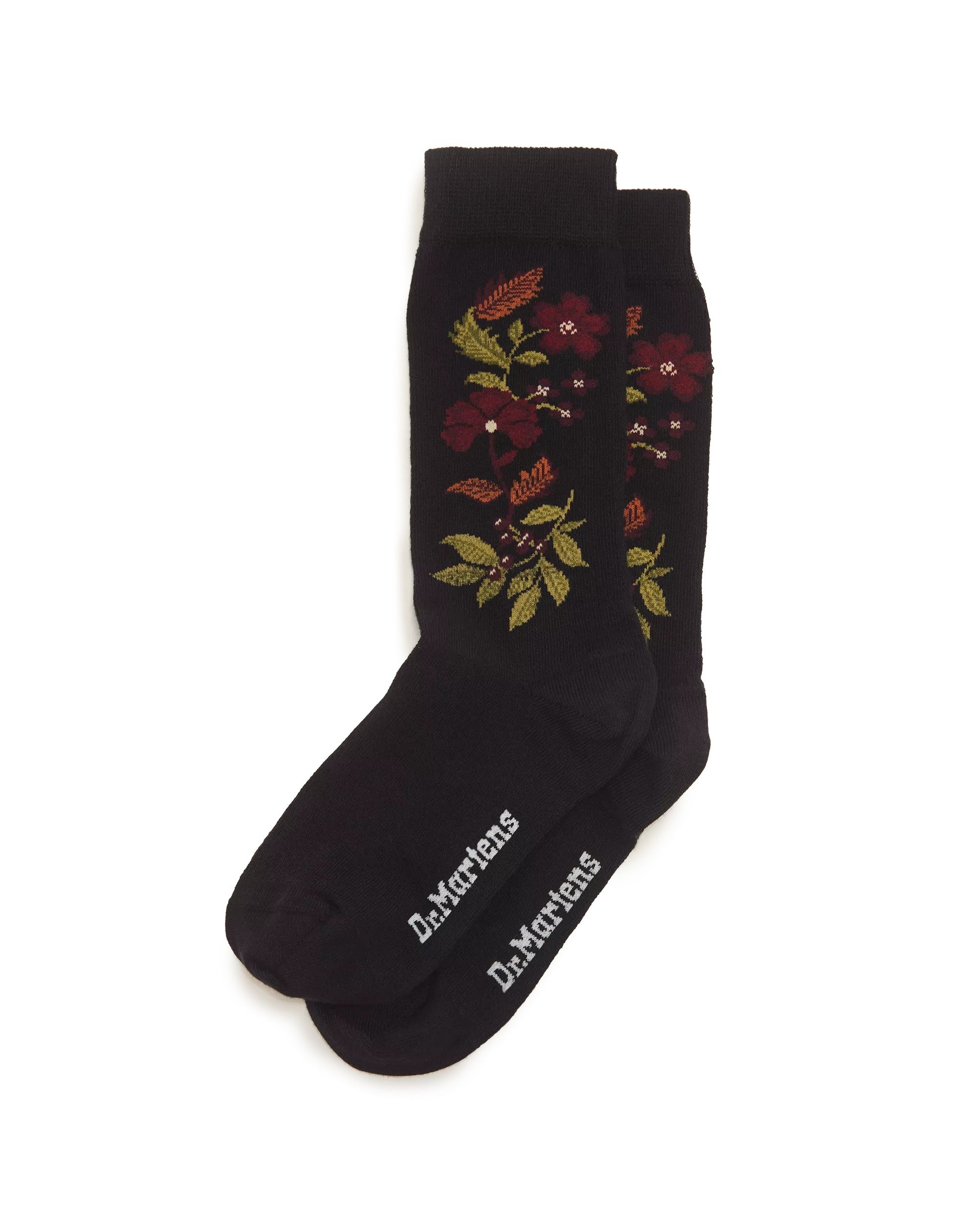 Dr. Martens Floral Socks - Black Organic Cotton Blend