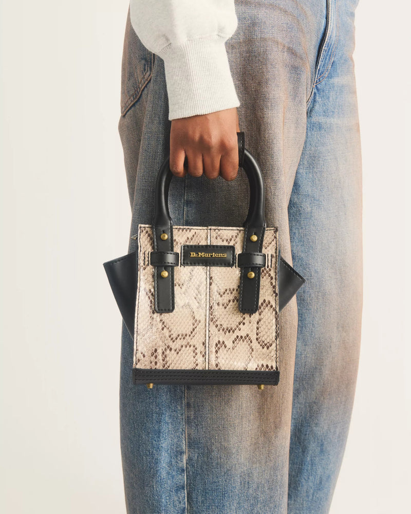 Dr. Martens XSmall Tote Bag - Cream+Black Iced Reptile Print