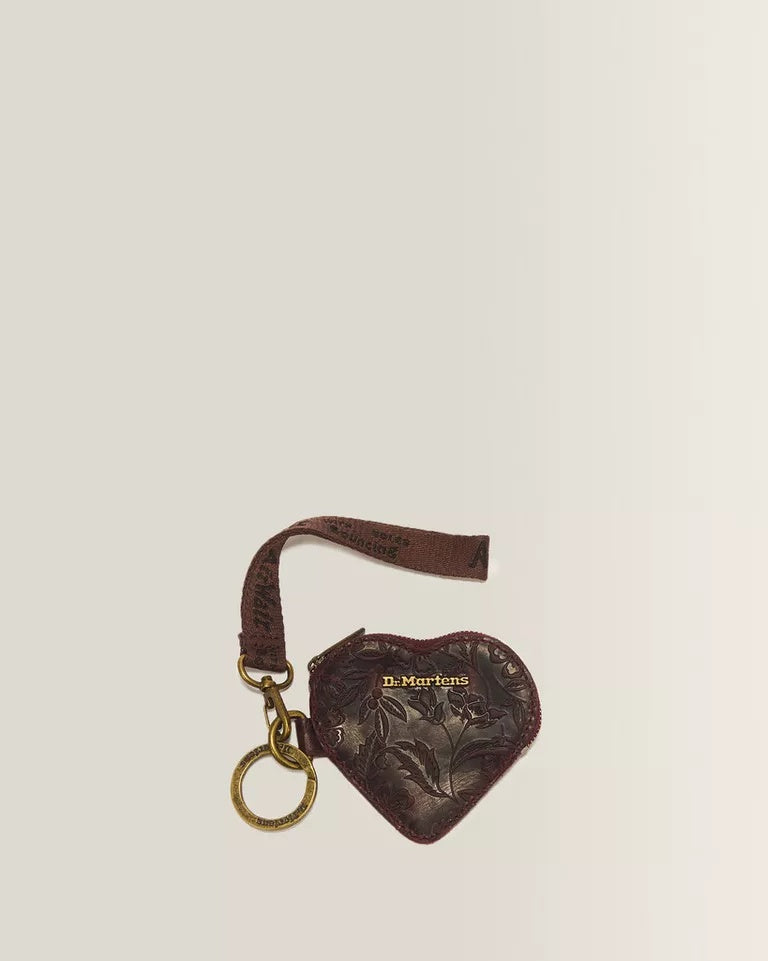 Dr. Martens Heart Purse - Cherry Red Crazy Horse Floral Emboss