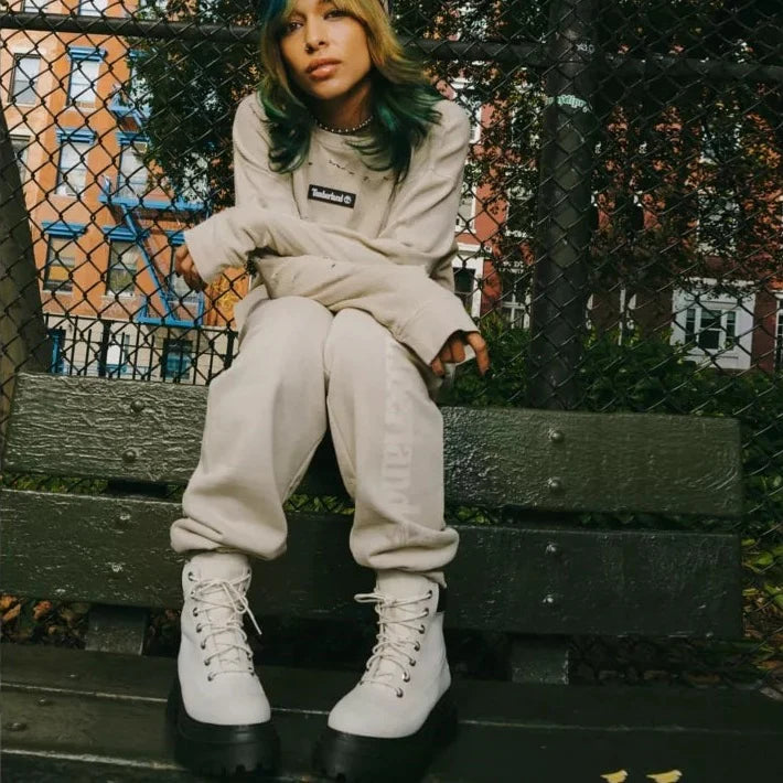 Timberland Womens Sky 6 Inch Lace Up Boots White Nubuck