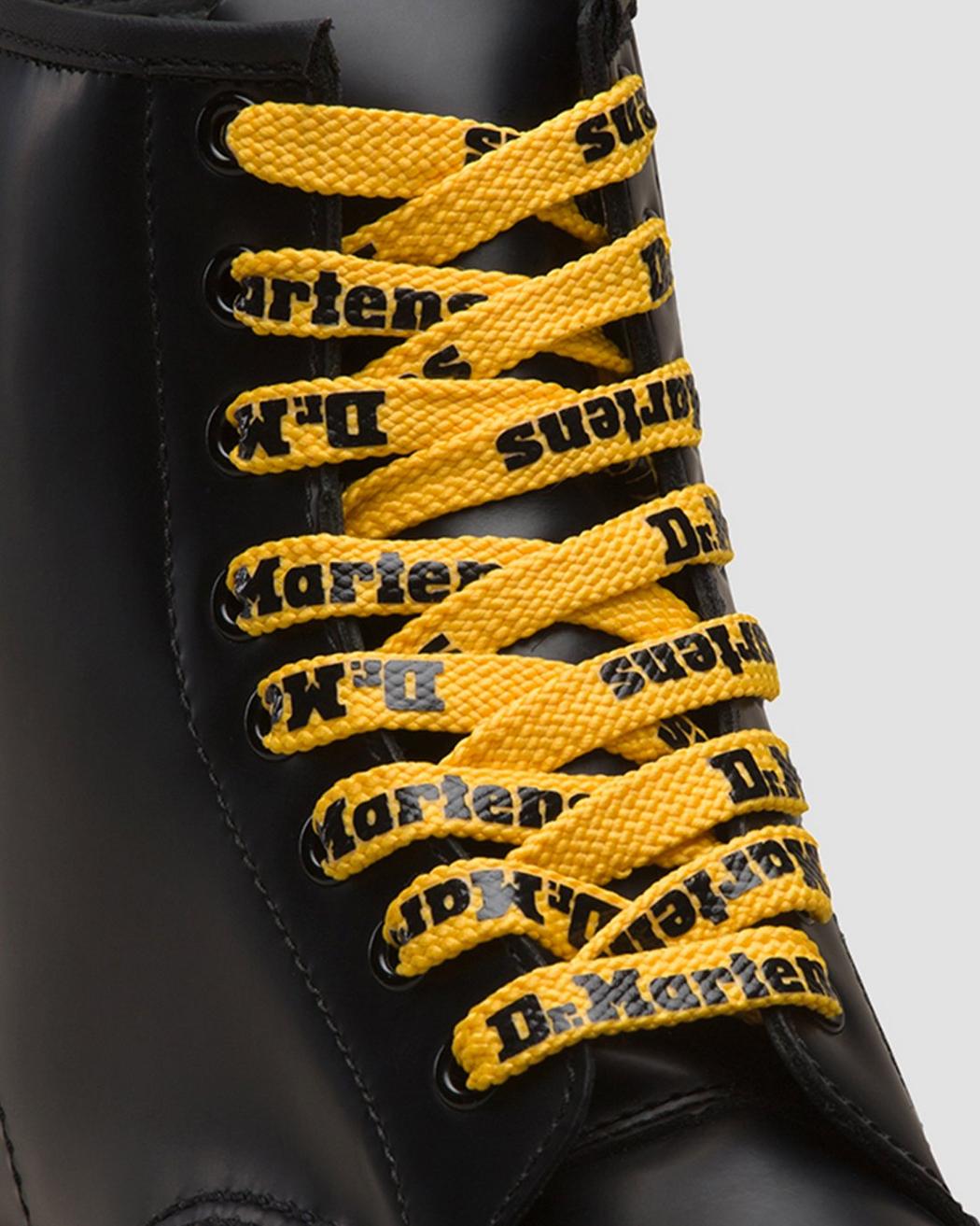 Dr Martens 140CM 8-10 Eye Flat Laces - Yellow Black Logo