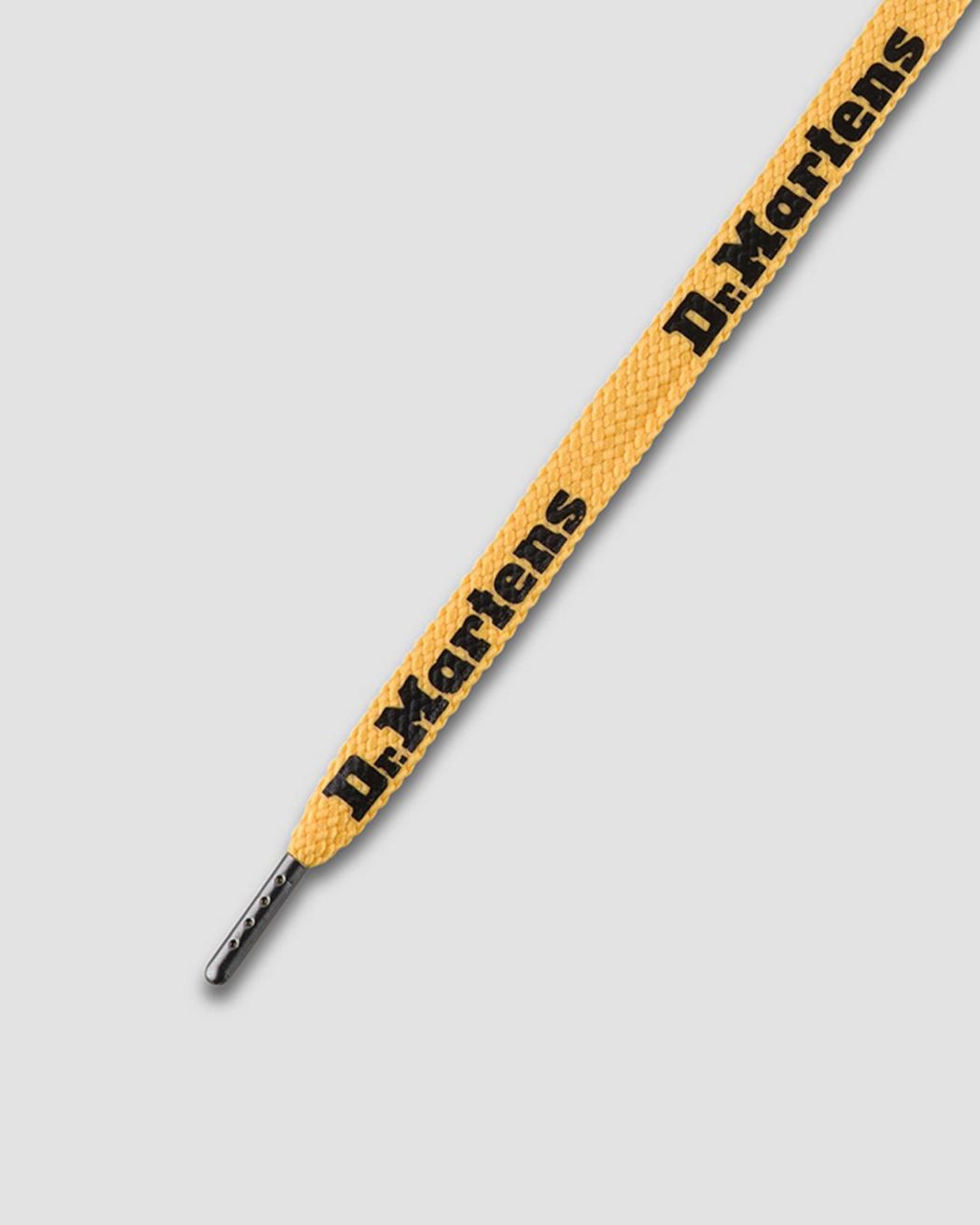 Dr Martens 140CM 8-10 Eye Flat Laces - Yellow Black Logo