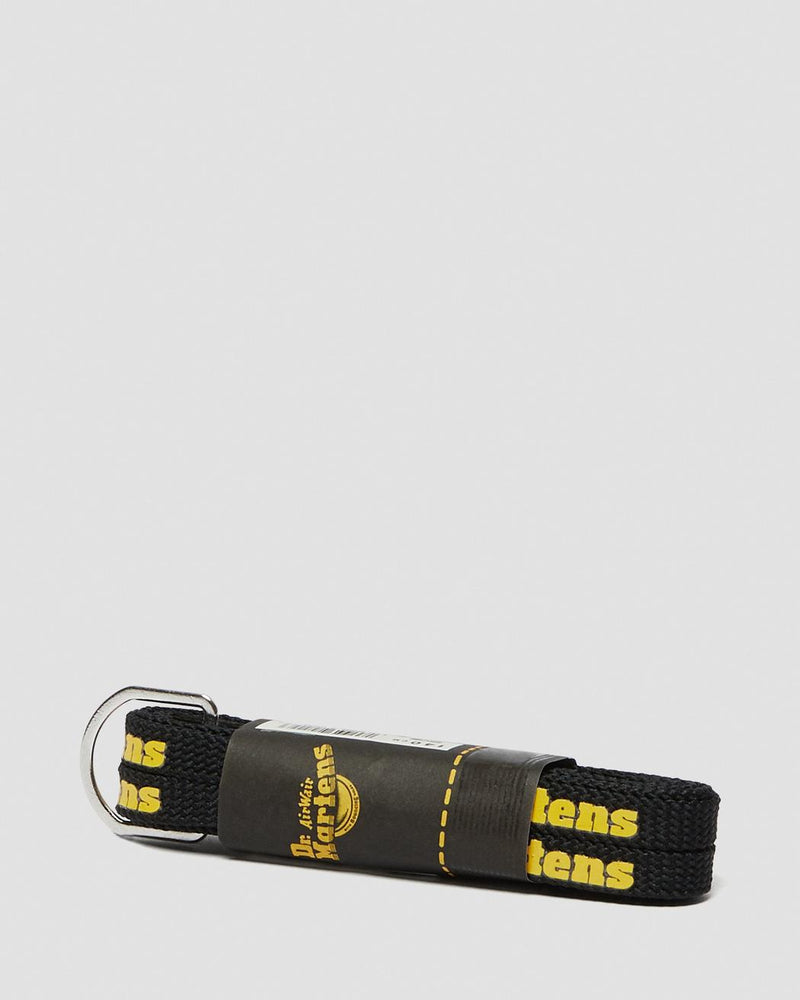 Dr Martens 140CM 8-10 Eye Flat Laces - Black with Yellow Logo