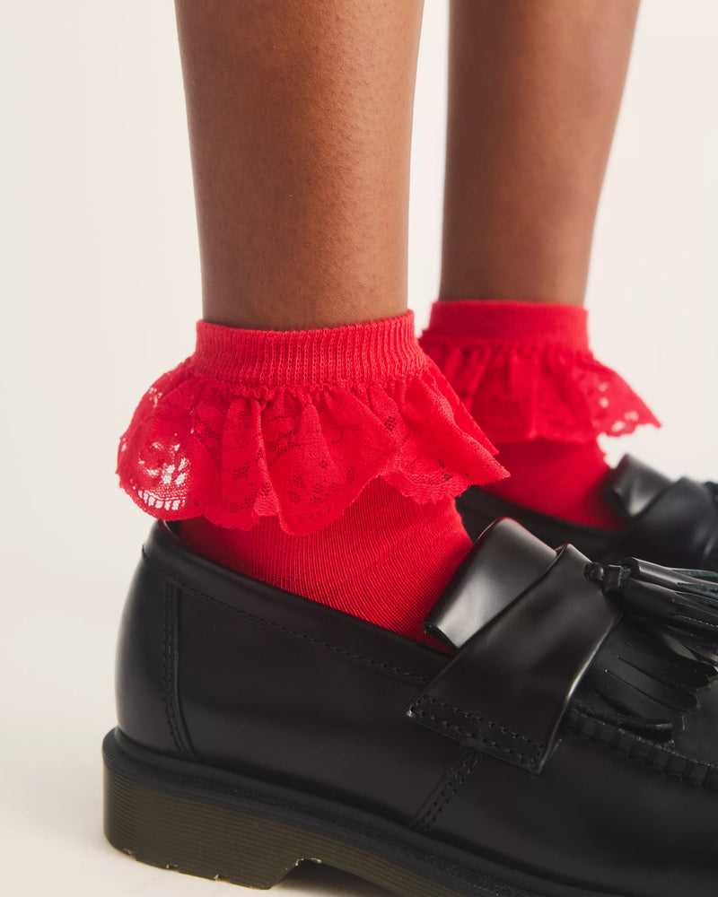 Dr. Martens Frill Socks - DMs Red Organic Cotton Blend
