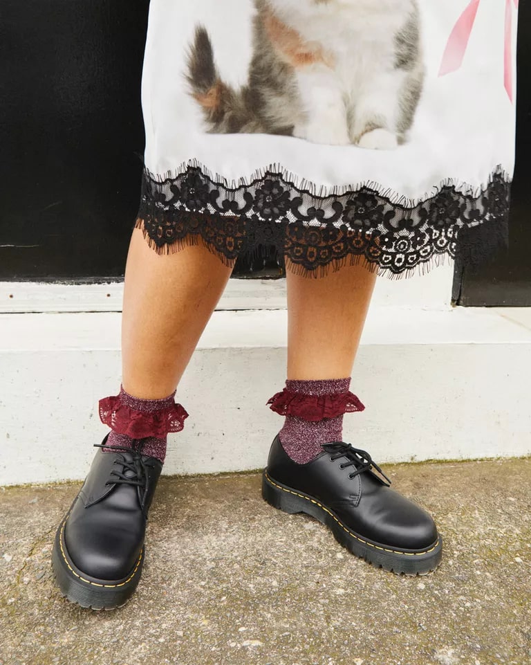 Dr. Martens Frill Sock Organic Cotton Blend - Cherry Red