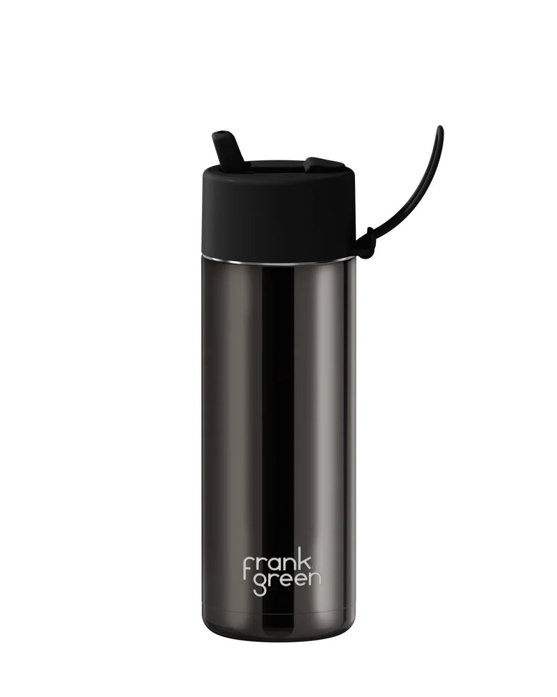 Frank Green Shadow Chrome Ceramic Reusable Bottle with Flip Straw Lid 595ml (20oz)