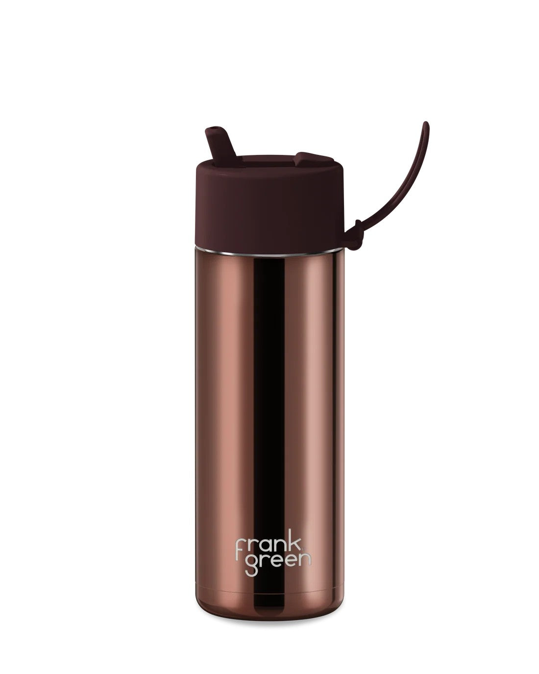 Frank Green Chocolate Chrome Ceramic Reusable Bottle with Chocolate Flip Straw Lid 595ml (20oz)